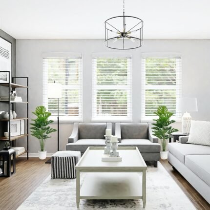 SAJANDAS Set of 2 Artificial Monstera Deliciosa Plants